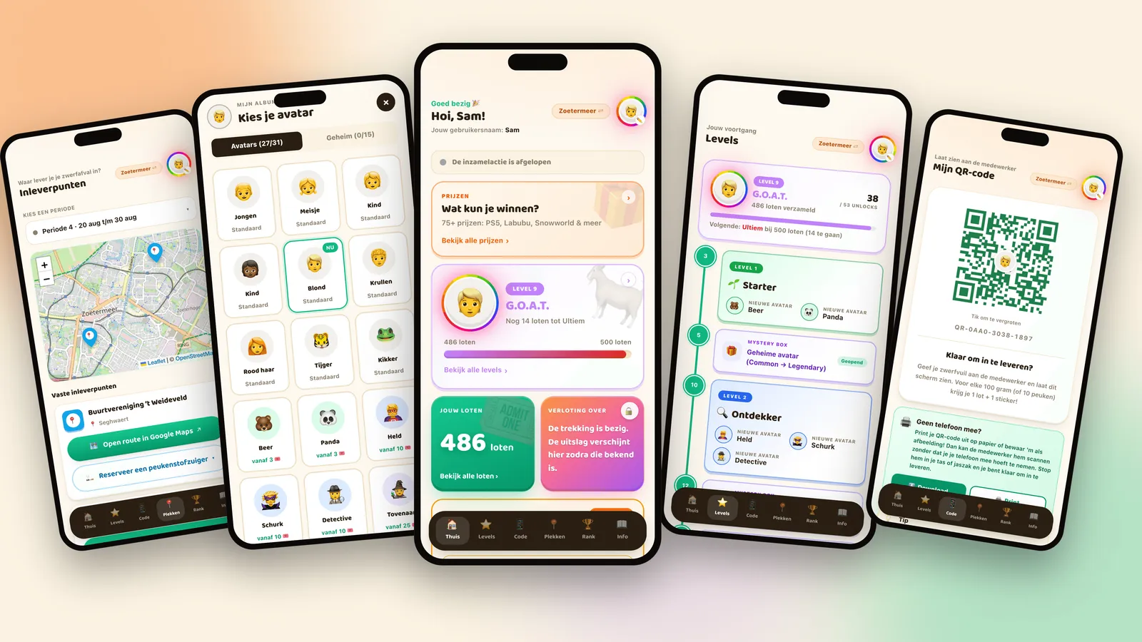 Schermen van de Verloot je Zooitje-app