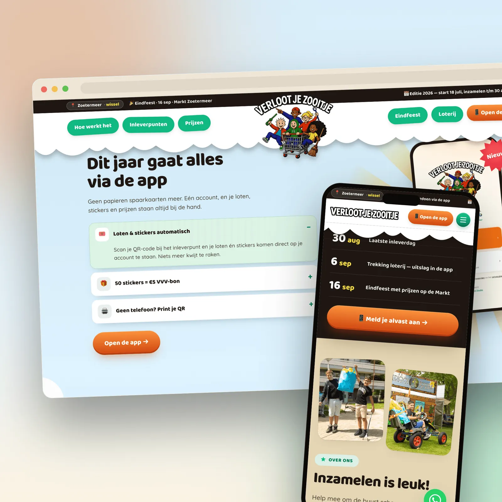 Website en app naast elkaar